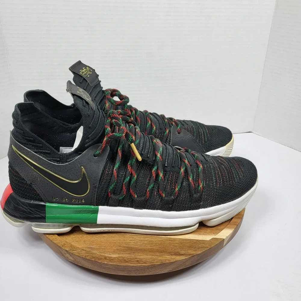 Nike KD 10 BHM Men Size 12 Black Multi Color Good Basketball Sneakers 897817-003
